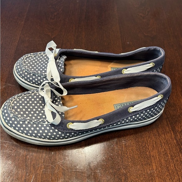 Sperry Blue and White Flats with Nautical Design - Picture 1 of 4